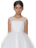 Rhinestone Beaded White Tulle Romantic Flower Girl Dress